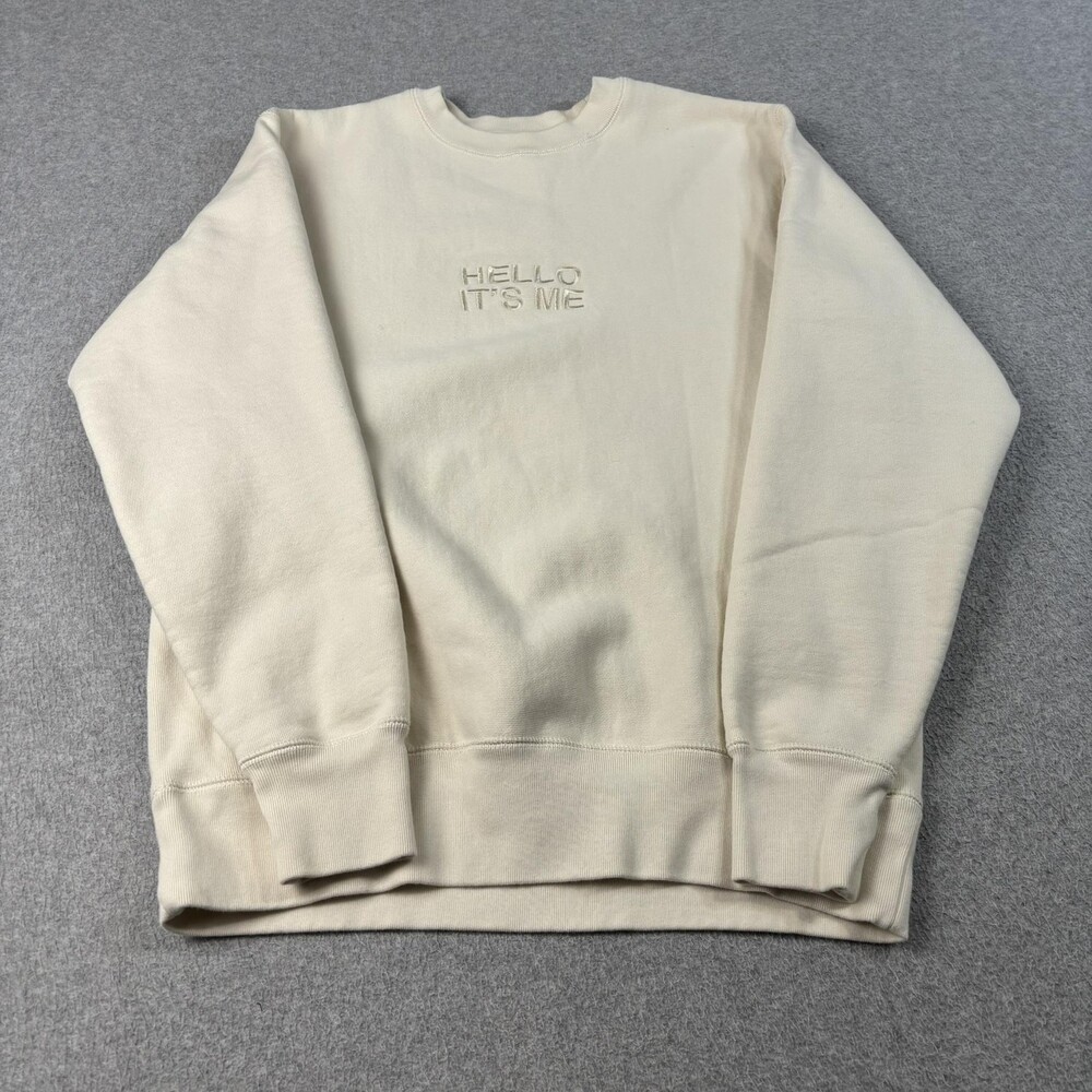 Adele Sweatshirt Hello Its Me Women Small White Fleece Crewneck Tour Merch